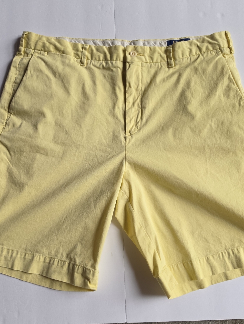 Polo Ralph Lauren Mens Shorts Size 36 Yellow Chino Classic Fit Cotton Pima READ